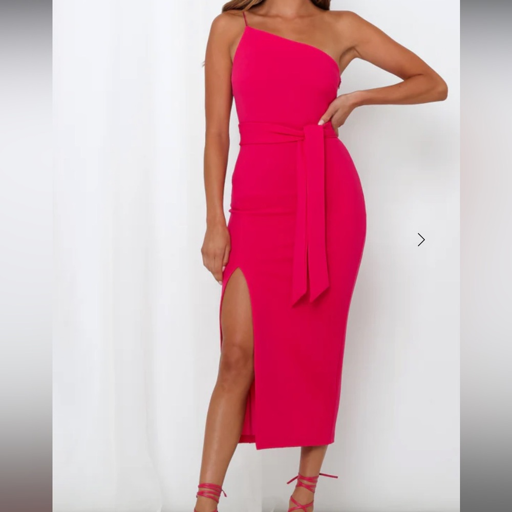 Hello Molly One Shoulder Dress in Pink